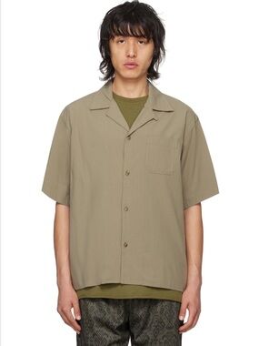 John Elliott Short-Sleeve Camp Shirt in Olive/Taupe